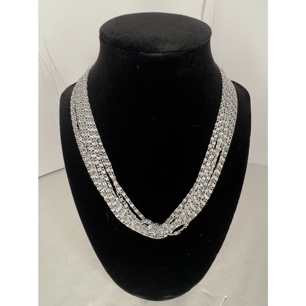 VTG Sarah Coventry Multi Strand Silver Tone Necklace Silver Multi Women Jewelry